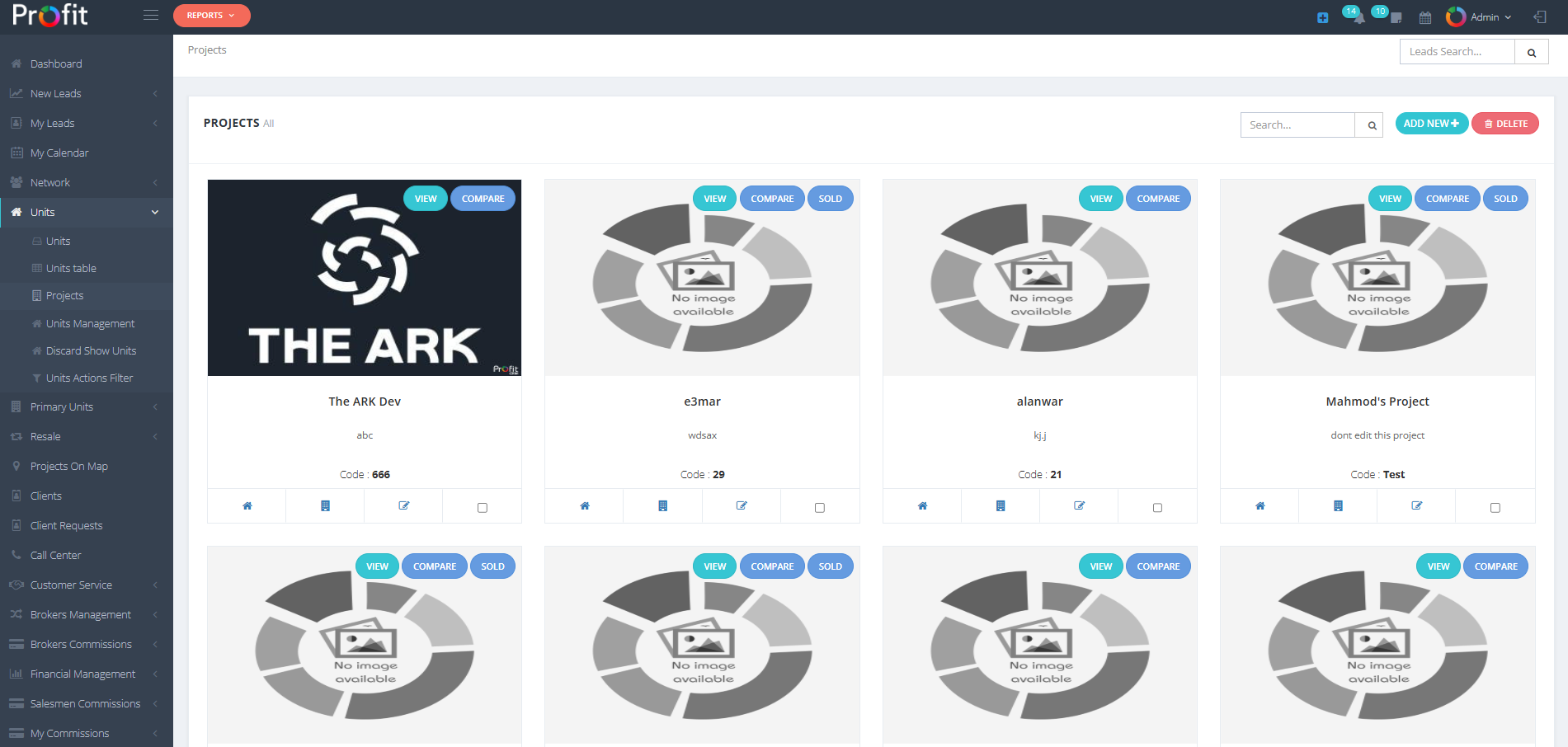 Projects Management Interface